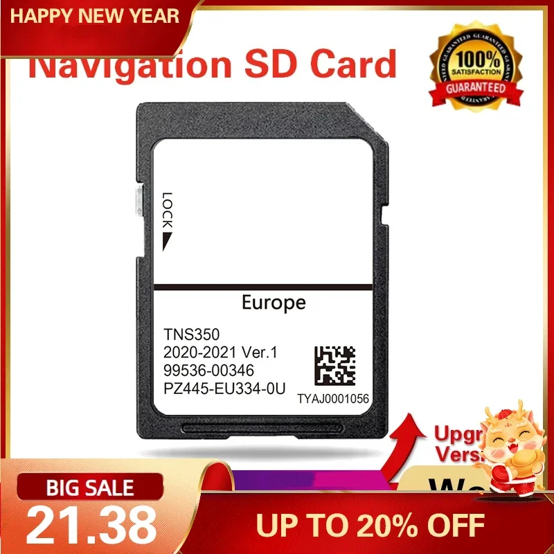 

for Toyota Auris/Corolla/Hilux/lQ/Verso/Yaris Sat Nav PZ445-EU334-0U UK EU maps 2021/2022 8GB SD GPS Card Upgrade TNS350 System