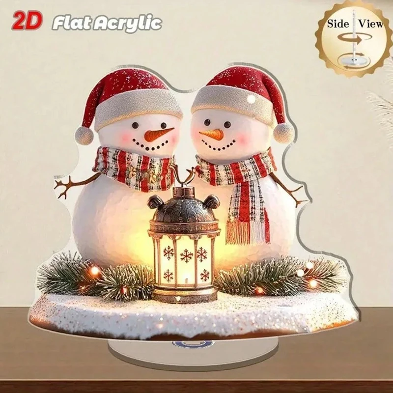 360 دوران 2D الاكريليك الشتاء دُولابٌ دَوّار منزل الثلج عيد الميلاد مهرجان ديكور سطح المكتب زخرفة 2026 عيد الميلاد نافيداد هدايا الحفلات
