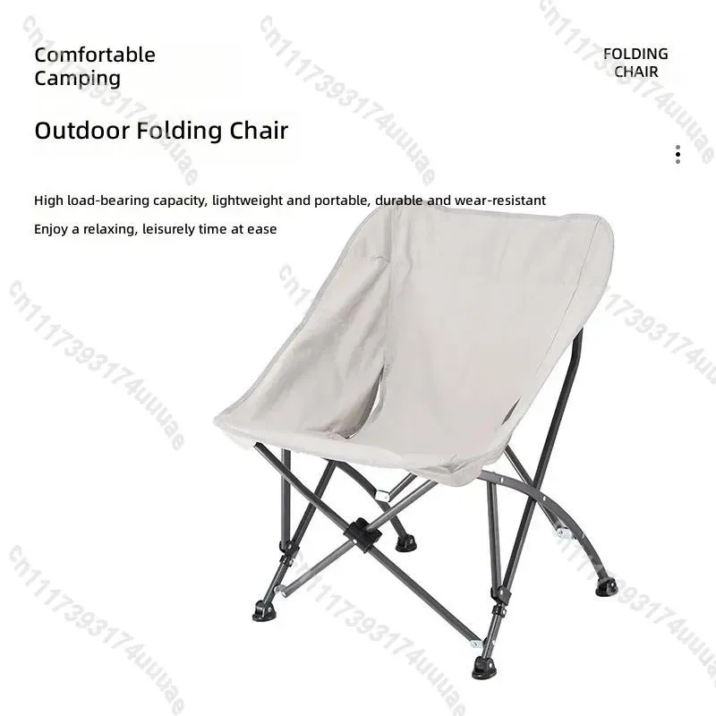 Portable Folding Camping Chair Outdoor Beach Recliner with Headrest Lightweight Fishing Stool Compact Travel Seat for Picnic