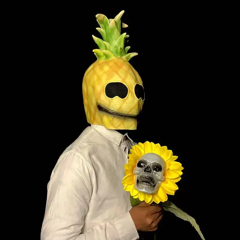 Realistic Fruit Headgear Full Face Funny Sand Sculpture Performance Props Vegetable Pineapple Grape Pumpkin Durian Mask