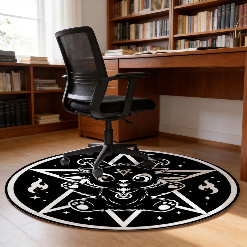 Mystic Devil Puppy Steal Heart Halloween Witchy Boho Bohemian Tarot Magic Area Rug Floor Mat