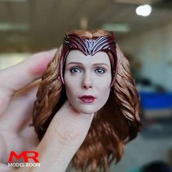 1/6 Scale Female Witch Elizabeth Olsen Head Sculpt Hard Hair Head Carving Model Fit 12'' Female Soldier Action Figure Body Dolls
