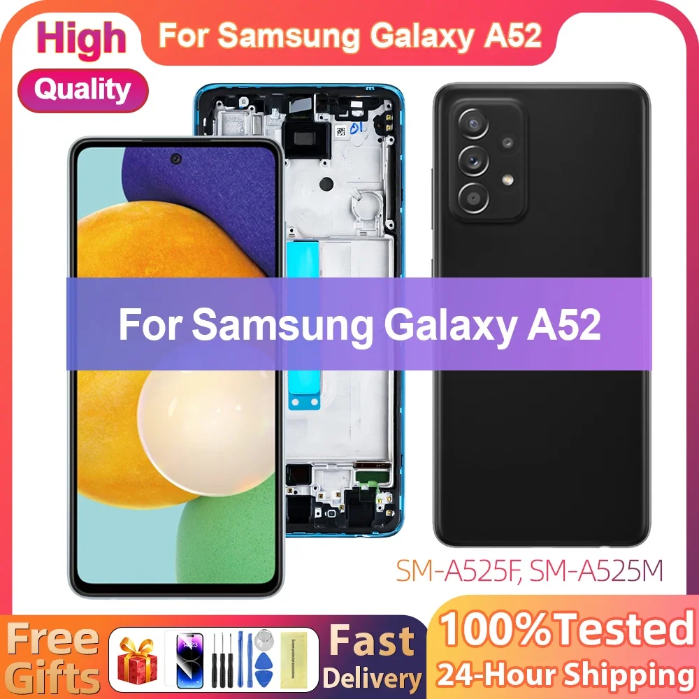 Super AMOLED LCD for Samsung Galaxy A52 4G A525F LCD Display Touch Screen Digitizer For Samsung A525 SM-A525F SM-A525F/DS LCD