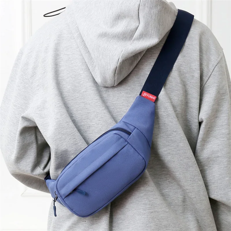 Tas pinggang model Universal pria dan wanita, tas selempang olahraga ponsel warna Solid kapasitas besar untuk pria dan wanita