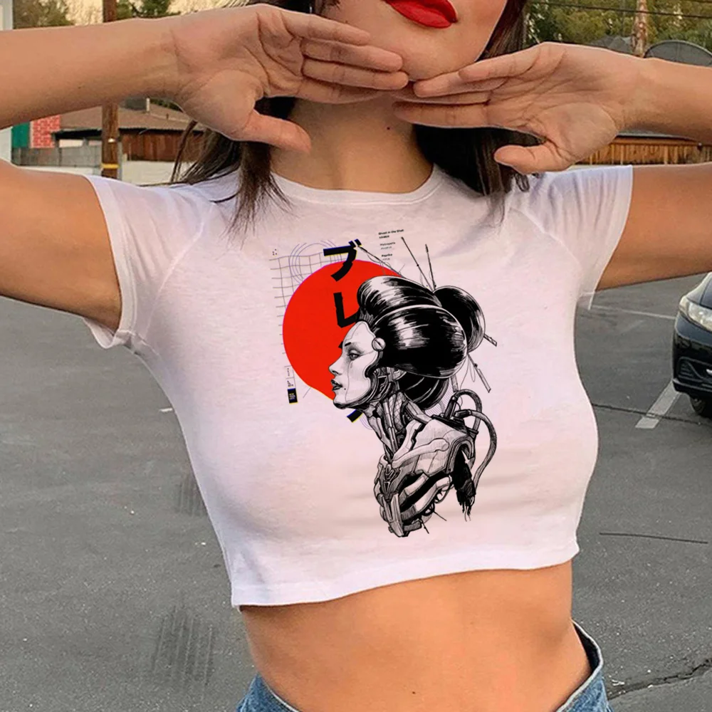 Techno graphic  90s crop top girl trashy manga 90s gothic  tee  tshirt