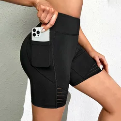 Mesh High Waist Yoga Pants with Pockets Shorts for Women Tummy Control Workout  Shorts for Women