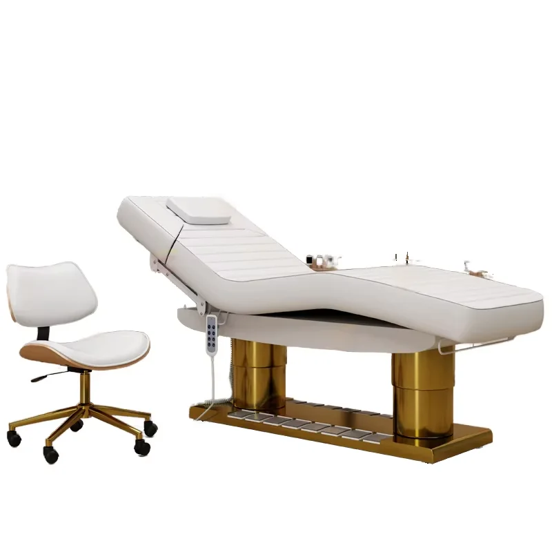 Electric Salon Massage Bed With Stainless Steel Frame Synthetic Leather Upholstery Adjustable Leg And Backrest