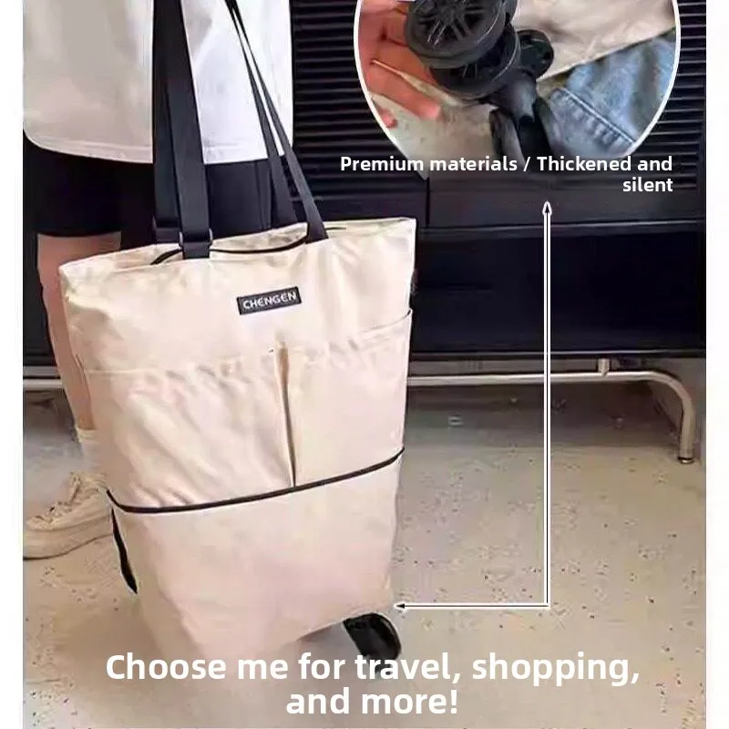 

Large Portable Shopping Bag with Wheels Convenient Handheld Vegetable Buying Bag Carriage Pulling Trolley Fashionable Trendy ...