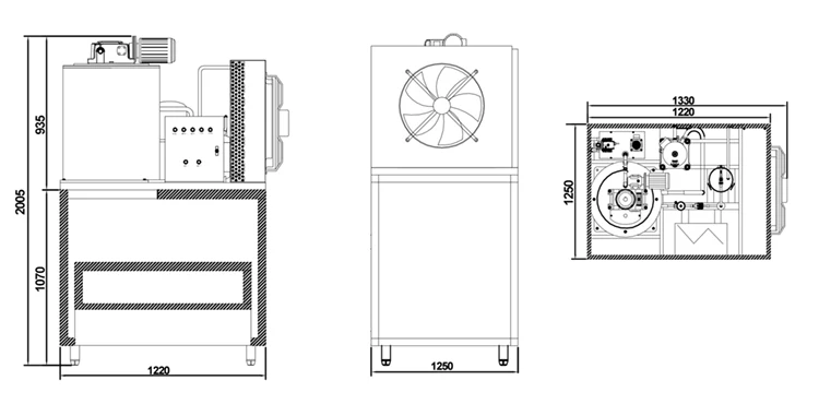 Supermarket 1000 KG Flake Ice Making Machine for Fish Preservation Salt Water with Compressor and Pump Core Components