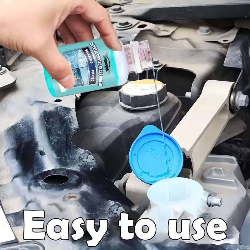 Concentrated Crystal-Coating Liquid for Car Glass - Windshield Wiper Fluid, Keeps Surfaces Smooth, Rain-Proof, and Anti-Fog, Streak-Free, Quickly Restores Glass Clarity