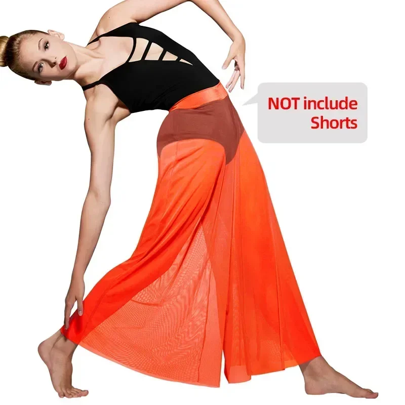 1 Piece Costume Mesh Pants Only Dance Bottom Wear Contemporary Wide Long Mesh Trousers exclude underwear