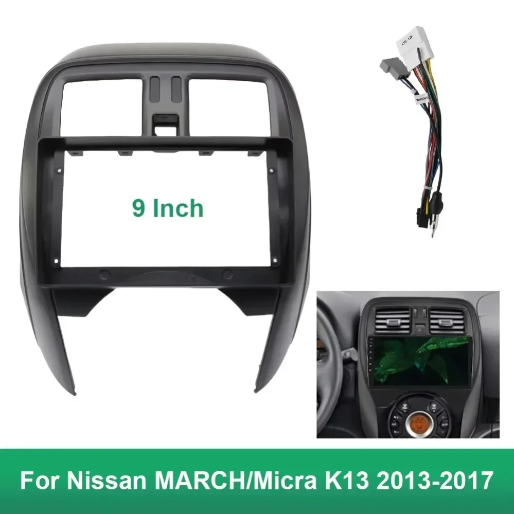 

9 Inch For Nissan MARCH/Micra K13 2013-2017 Car Radio Android MP5 Player Casing Panel Frame 2 Din Head Unit Fascia Stereo Dash
