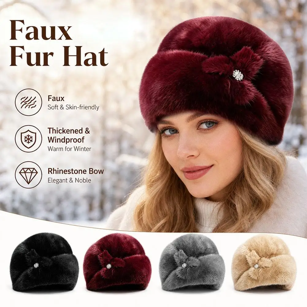 Hats For Women Autumn And Winter Middle-Aged And Elderly People Imitating Mink Fur For Warmth And Fashion With A Hooded Design