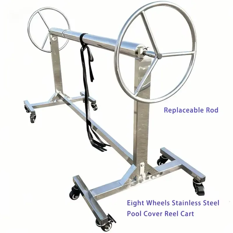 Manufacturers High Quality Heavy 304 Stainless Steel Easy Installation Swimming Pool Cover Reel Cart Pool Cover Roller