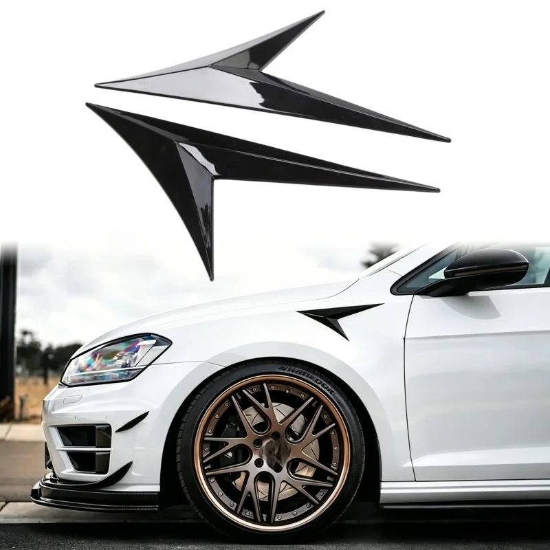 1pair V Shape Universal Fits Car Side Fender Vent Sticker Car Body Decoration Auto Bonnet Air Intake Flow Hood Scoop Cover