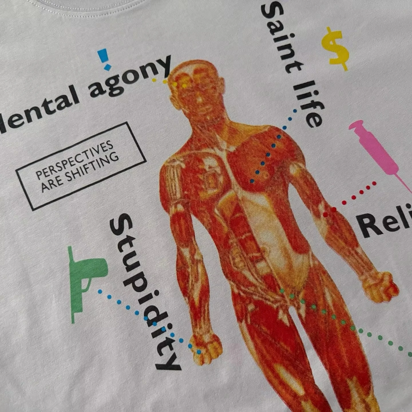 SAINT Deconstruction Of Human Body print T Shirt Men Women High Quality Tee Tops T-Shirt