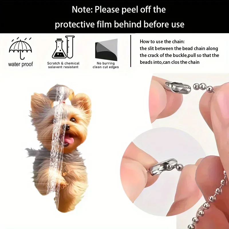 Yorkshire Terrier Dog Acrylic Pendant Versatile Charm Cute Puppy Keychain For Car Mirrors, Backpacks & Home, Festive Party Decor