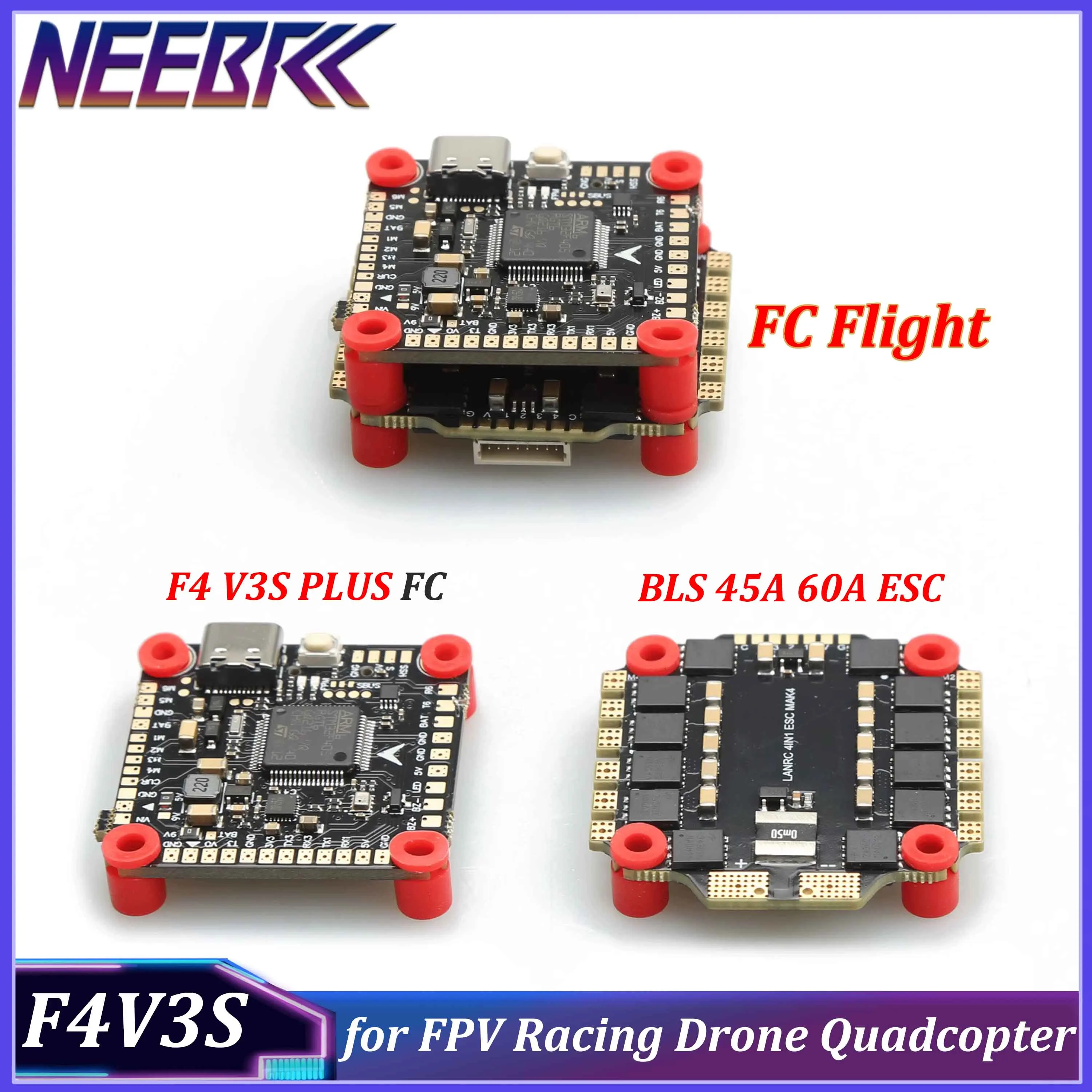 

F4 V3S PLUS Flight Controller FC Stack Board Barometer OSD BLS 45A 60A 4in1 Brushless ESC for Mark4 APEX FPV Drone Quadcopter