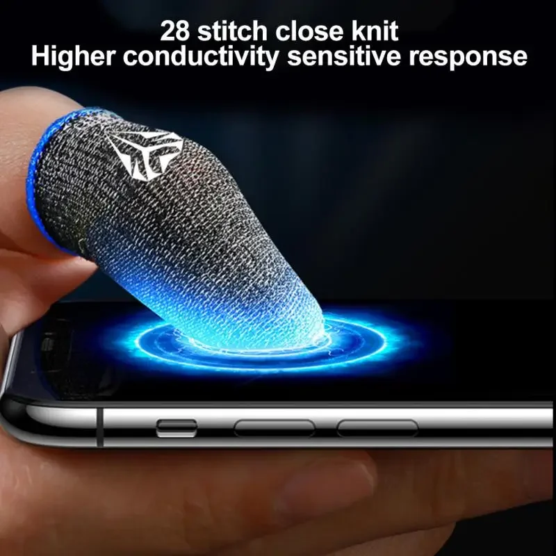 Mobile Gaming Finger Sleeve Anti-Sweat Finger Sleeve For PUBG Mobile Game Silver Fiber Touchscreen Gamer Thumb Protector