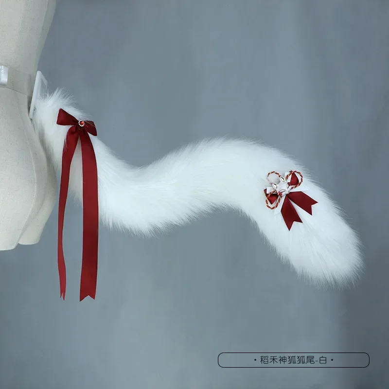 New Red White Lolita Fox Cat And Tail Accessories Handmade Plush Wolf Ears Headwear Anime Cosplay Kawaii Headba MN1