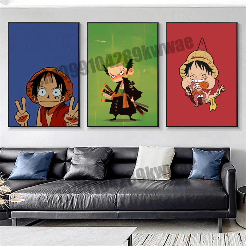 

Japanese Classic Childhood Anime One Piece Cute Style Pictures Canvas Painting Art Poster Suitable for Living Room Decoration