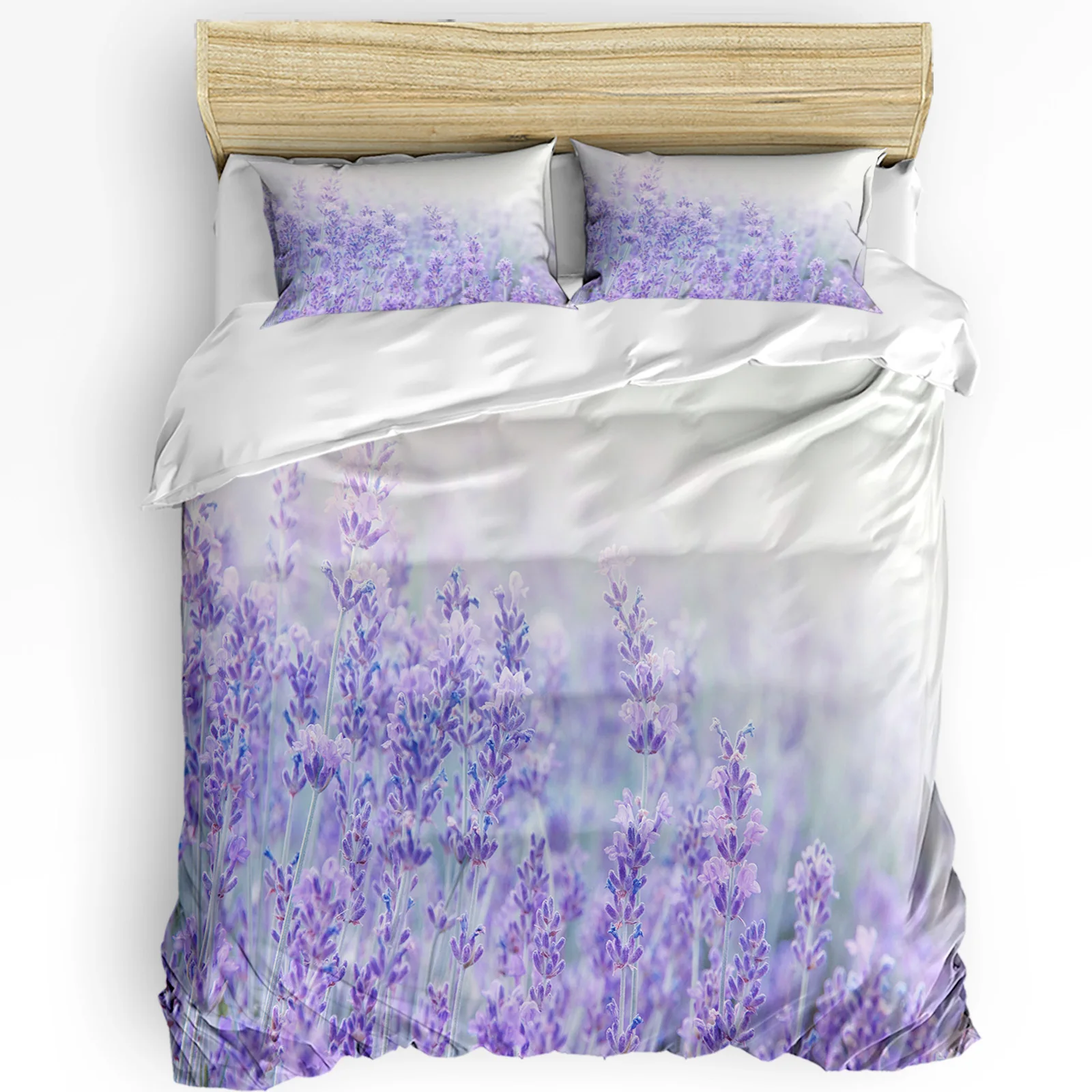 

Fantasy Flower Lavender Plant Purple 3pcs Duvet Cover Set with Pillow Case Double Comforter Bedding Set Quilt Cover Couple Bed