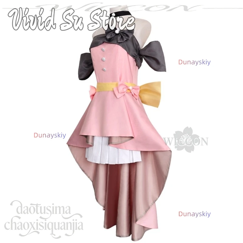 Tennoji Rina New Idol Stage Uniform Pink Evening Dress Halloween Cosplay Anime Movie LoveLive! Nijigasaki High School Idol Club - view 4