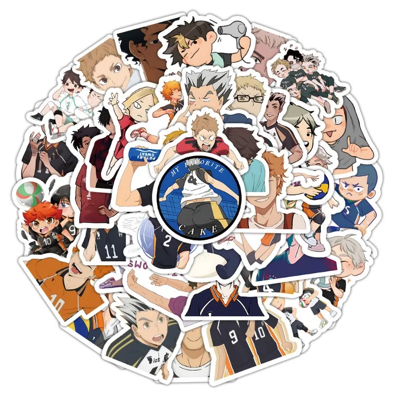 

60 шт. мультяшных фигурок Haikyuu! ! ‌ Персонализированные граффити-наклейки: креативные, печатные, для украшения чемоданов, водонепроницаемые, подарочные игрушки