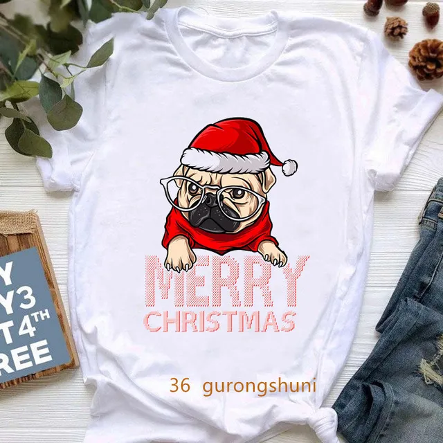 Christmas Puppy Print Short Sleeved Children's Cute and Versatile Casual Parent-child Outfit for Boys and Girls