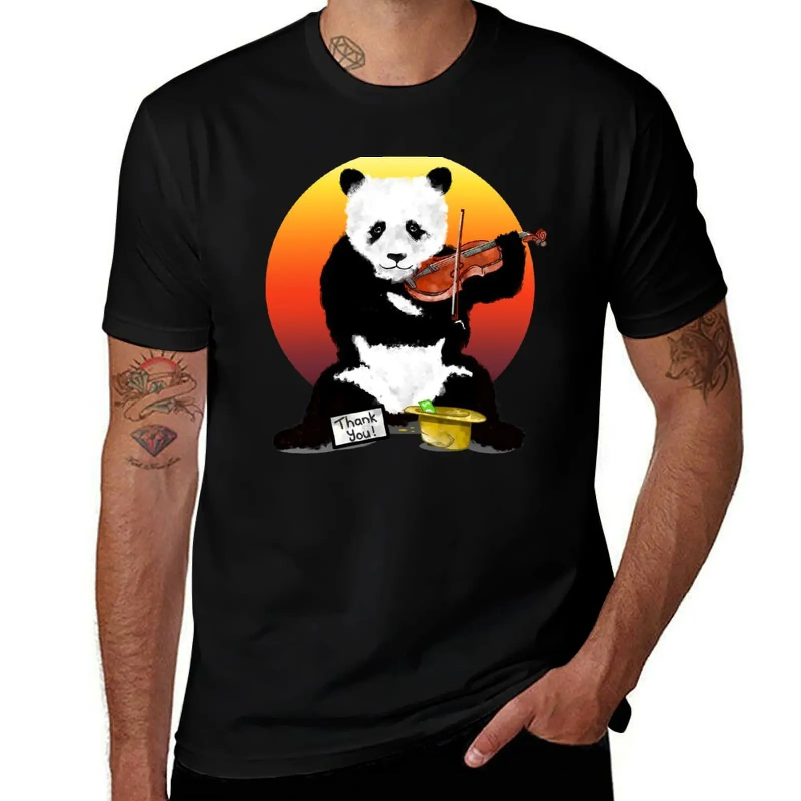 

Panda Bear Playing a Violin T-Shirt man t shirts graphic cotton t shirt pack t shirts for man graphic funny T-Shirt