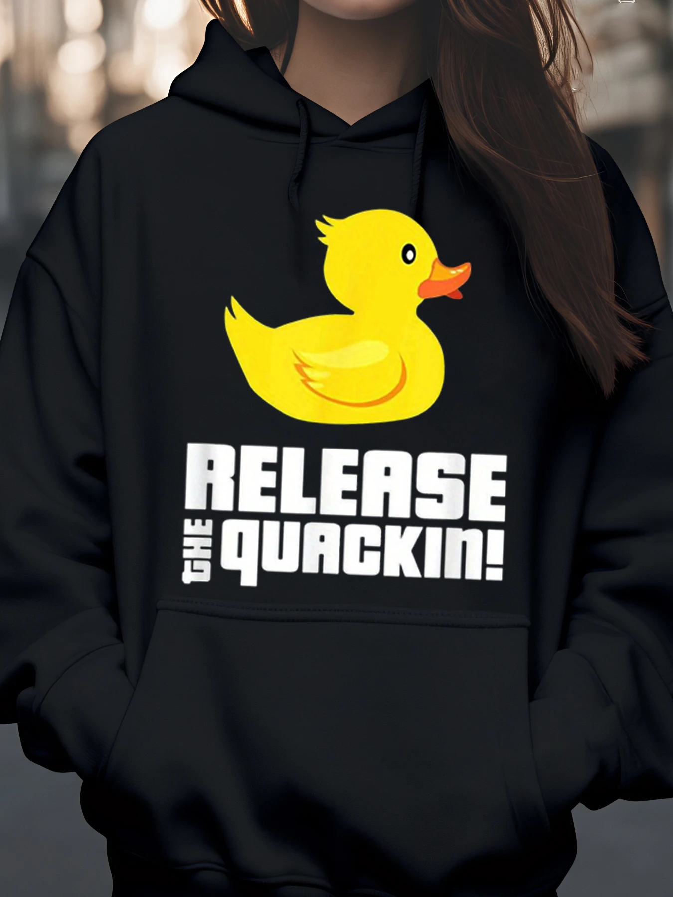 

Толстовка с капюшоном с принтом «Утка» «Квакин», осенне-зимняя повседневная одежда унисекс