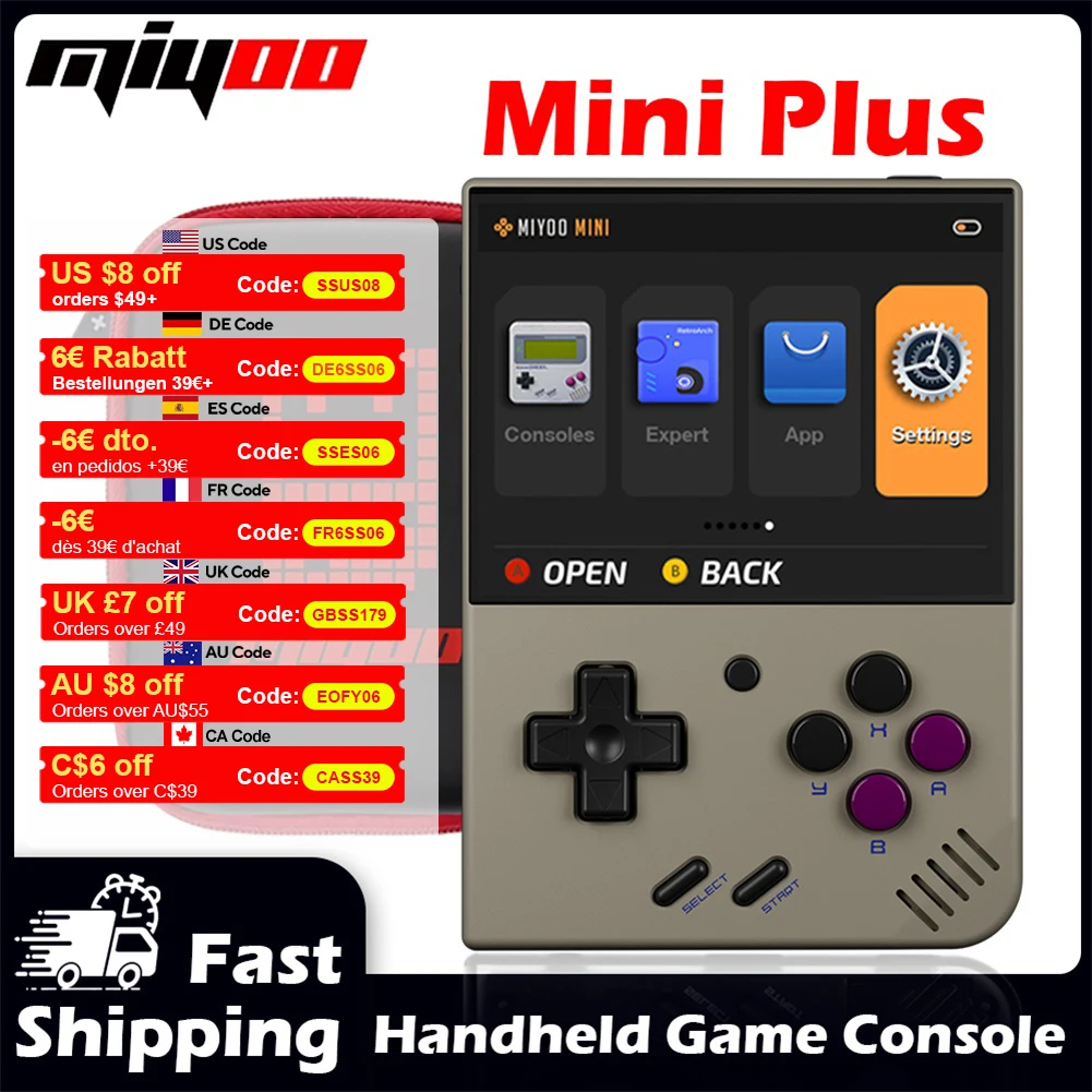 MIYOO Mini Plus Handheld Game Console 3.5''IPS Screen Mini+ Retro Classic Portable Video Game Consoles Simulator Players Gaming
