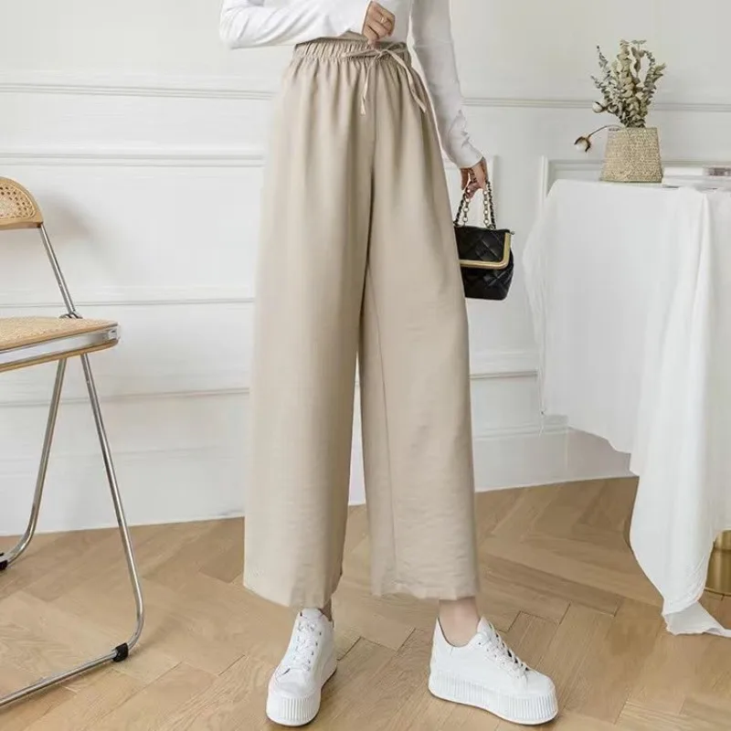 

Широкие брюки для женщин летом Свободные и удобные с высокой талией Простые и универсальные повседневные новые прямые спортивные брюки