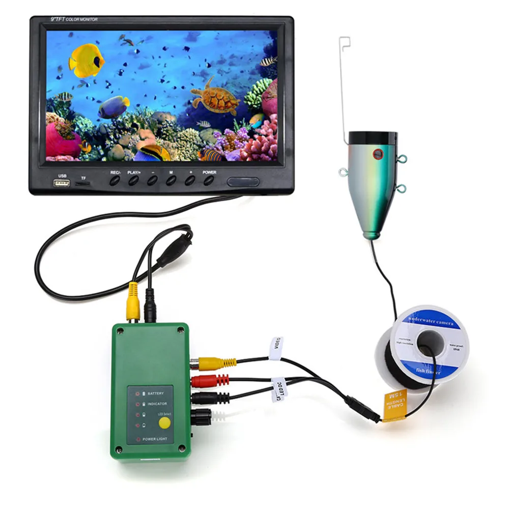 MAOTEWANG-Câmera Pesca Subaquática, Fish Finder, Lâmpada IR, Rio e Pesca no Gelo do Inverno, 9 em HD, 1080p, 15PCs LEDs brancos, 15PCs