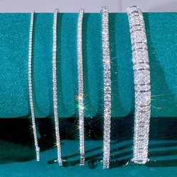 2mm 3mm Moissanite Tennis Bracelet for Women Men 100% 925 Sterling Silver Original Certified Plated 18K White Gold Bracelets