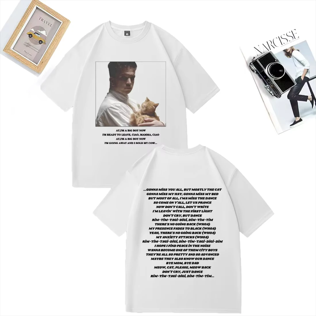 الرجال النساء مضحك القط قصيرة الأكمام تي شيرت الطفل Lasagna حافة تيم تاجي ديم يوروفيجن موضة تي شيرت للجنسين المتضخم ملابس علوية من القطن #2