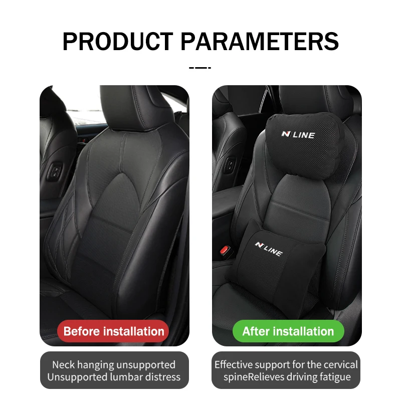 Car Neck Pillow Protective Lumbar Back Support Relieve Stress For Hyundai N LINE i30 i20 Sonata Accent Tucson Elantra Azera view 4