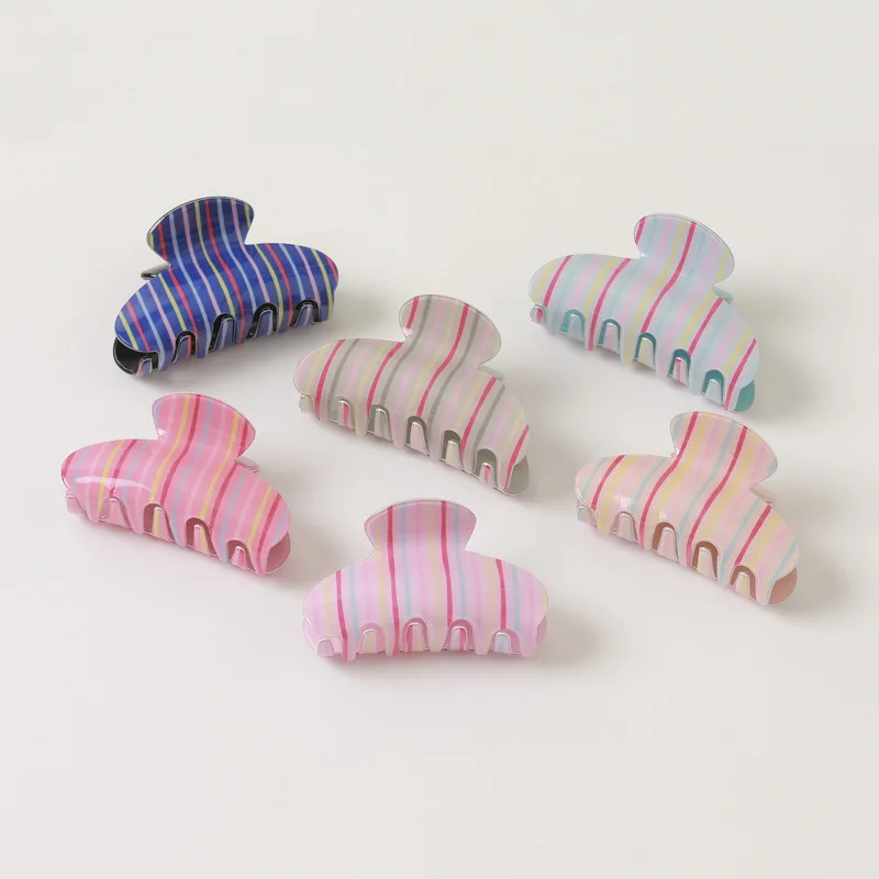 

1 шт. женские когти для волос в корейскую полоску, простые, универсальные, модные, для волос, высококачественные, элитные брендовые аксессуары для волос для девочек