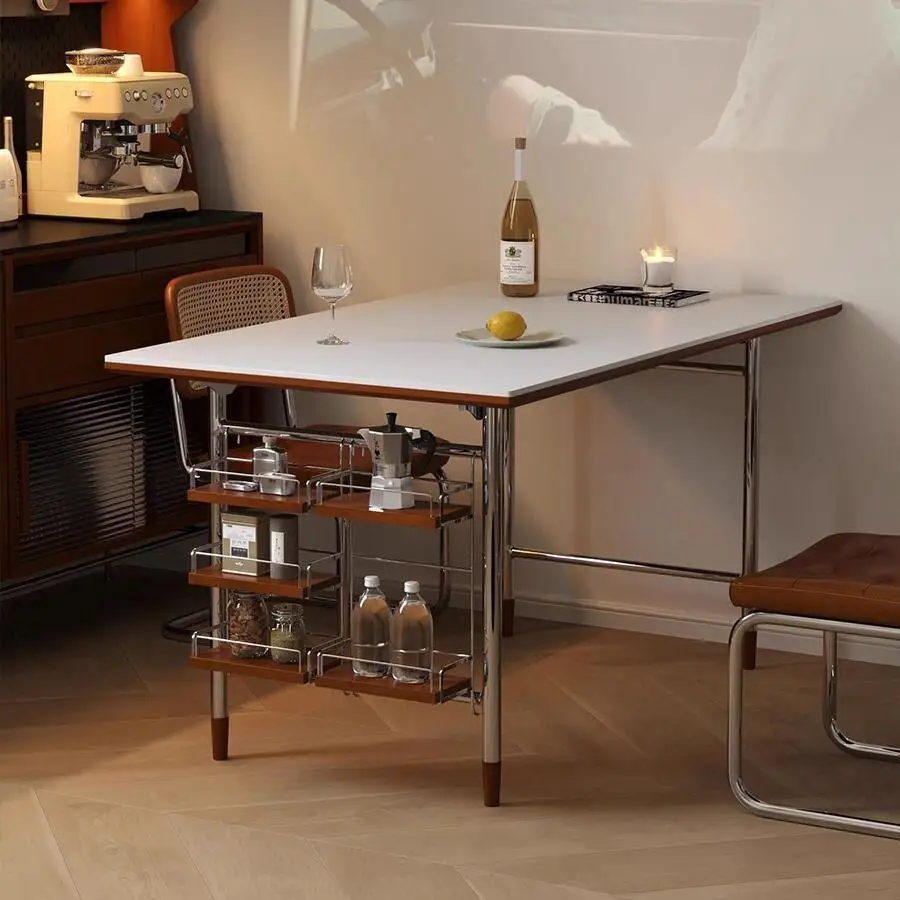 Solid wood slate, small-sized restaurant for home use, rectangular dining table, medieval table