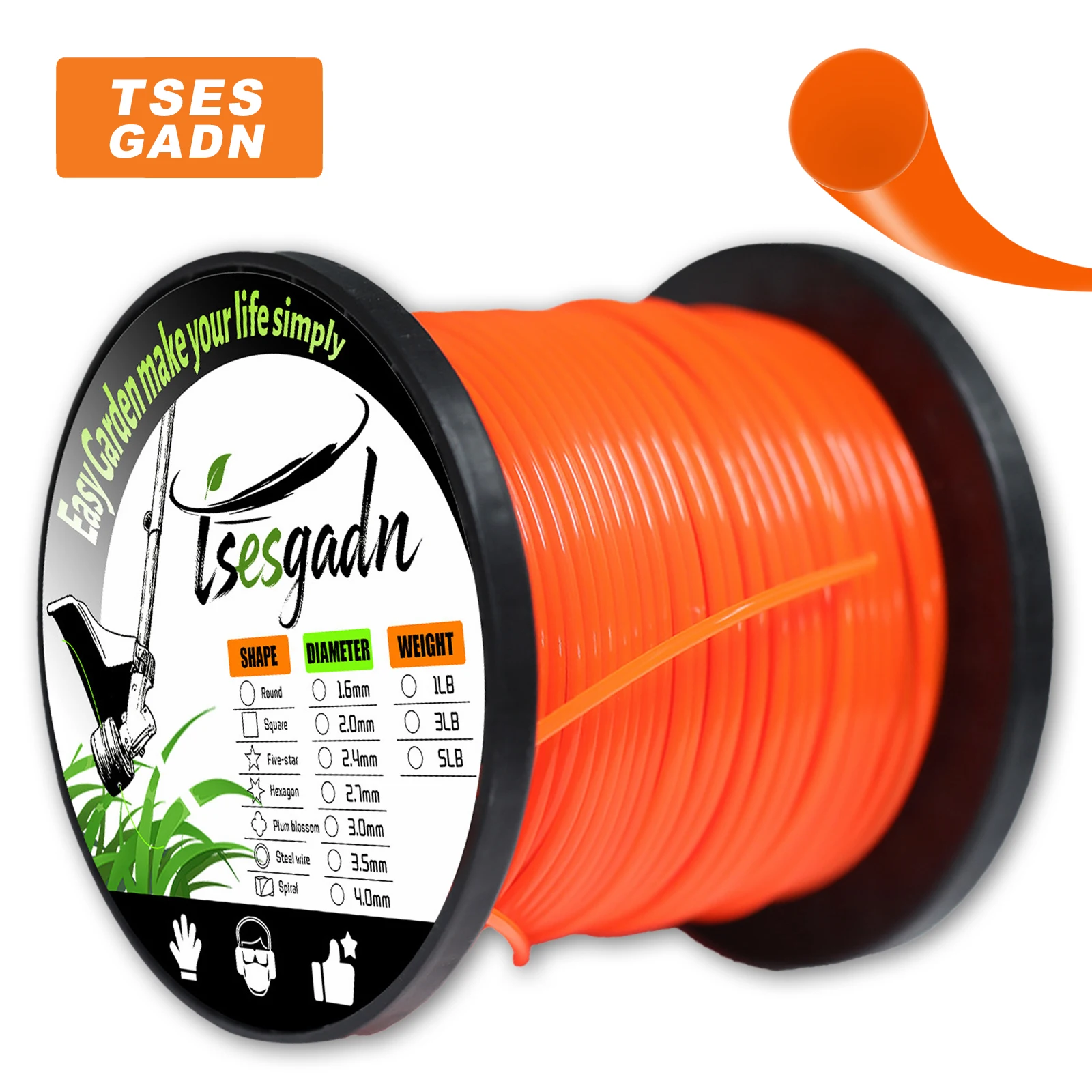 

TSES 2,4 мм ~ 4,0 мм круглая триммерная леска для тяжелых условий эксплуатации 1 фунт леска для поедания сорняков катушка триммерная леска замена рулонного резака