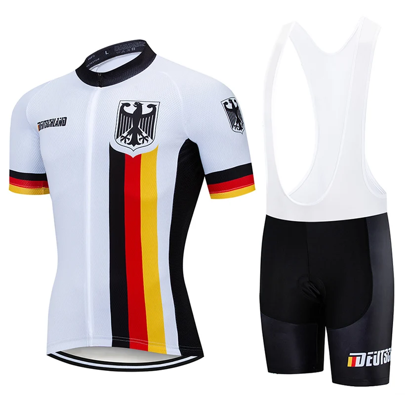 Germany Cycling Team Jersey Bib Set Mountain Bike Clothing Summer Quick Dry Bicycle Clothes MTB Mens Short Maillot Sports Outfit