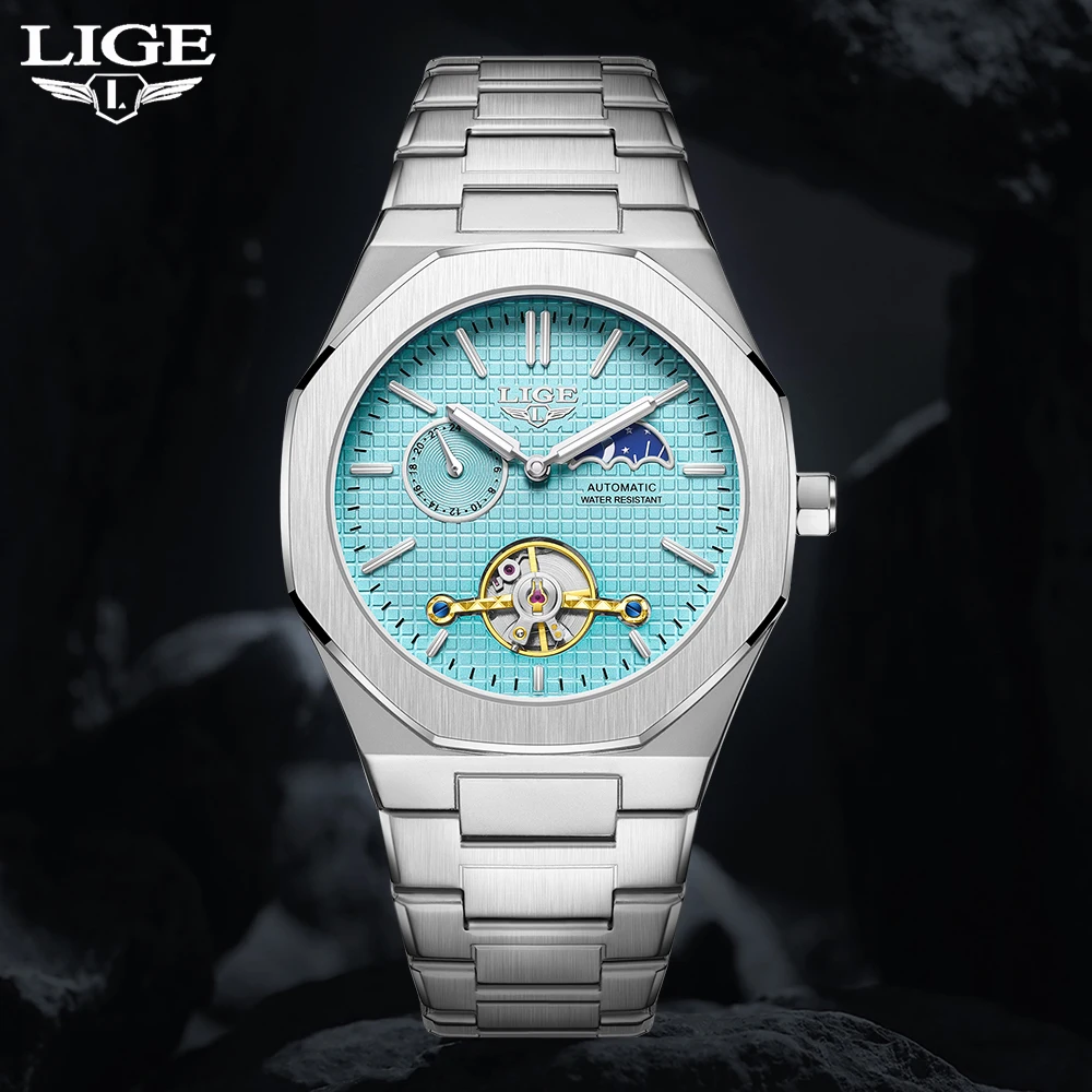 

2025LE новые роскошные механические часы с турбийоном для мужчин, многофункциональный хронограф с фазой Луны, автоматические наручные часы с датой и неделей