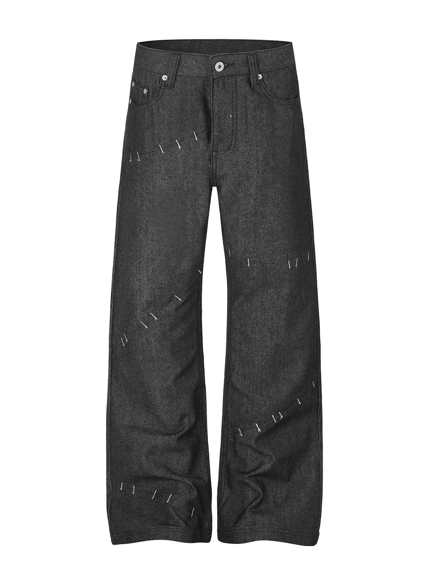 Calças Jeans Retrô Originais para Homens e Mulheres com Design Moderno e Bordado, Corte A-Line, Perna Reta, Calças Casuais co...