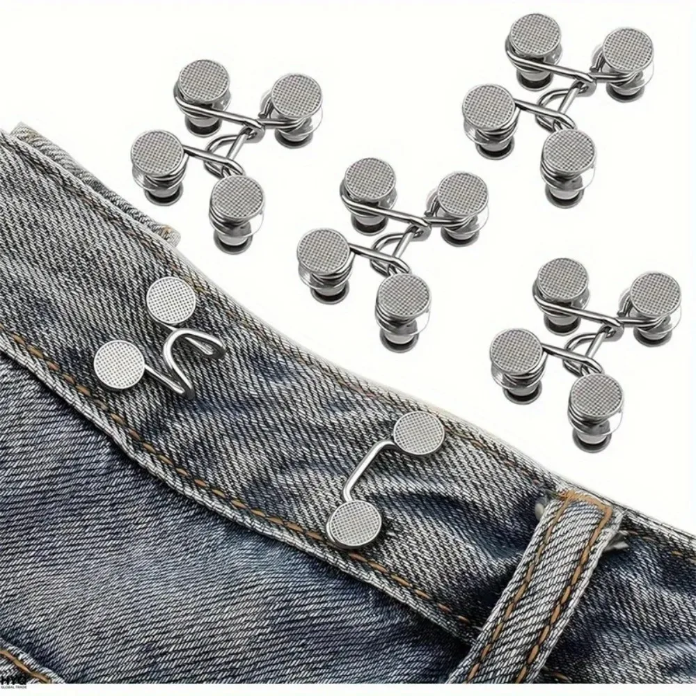 Lot De 6 Serre-taille En Argent Imitation Denim Sans Couture, Adaptés Aux Pantalons Pour Femmes Avec Attache De Serrage À Clip