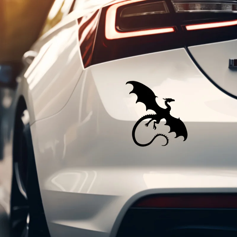 1 Stück kräftiger weißer Drache-Autoaufkleber, dynamischer mythischer Aufkleber für Auto-Kotflügel, Dächer, ideal zum Hinzufügen eines edgy Look to Your Car