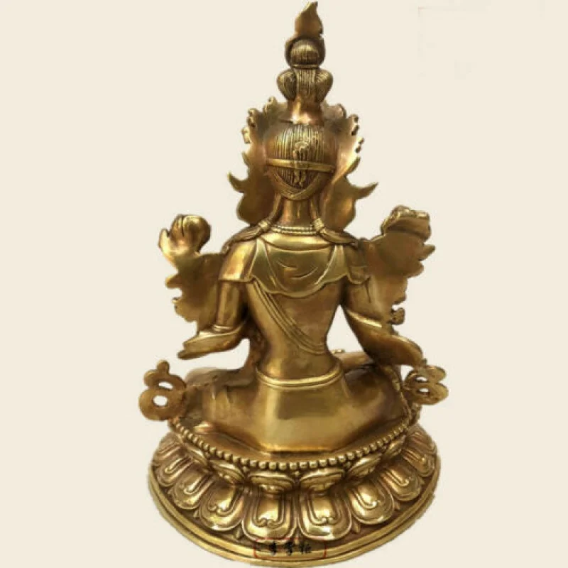 Antique Outstanding Tibetan Green Tara Buddha Pure Bronze Old Buddhist Statue