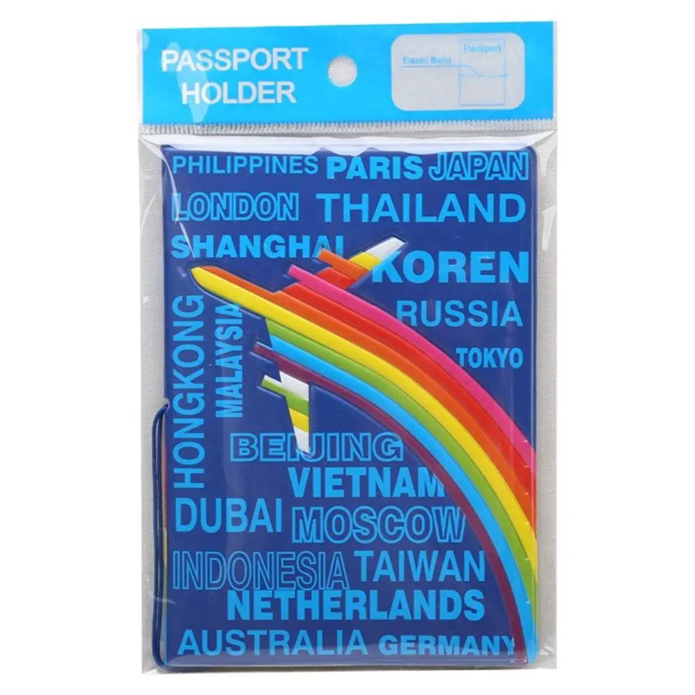 Multicolor Passport Cover World Landmarks World Traveling Ticket Clamp Protection PVC Certificate Protective Sheath Unisex