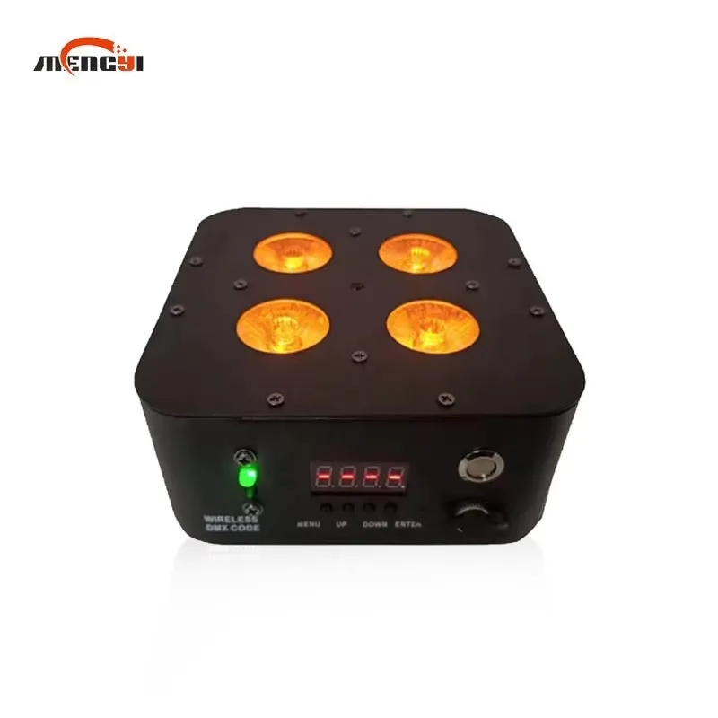 Luz LED RGBWA UV 6 en 1 de 4x18W con batería para almacén, luces elevadoras recargables inalámbricas DMX512 para fiestas de boda, haz de luz blanca