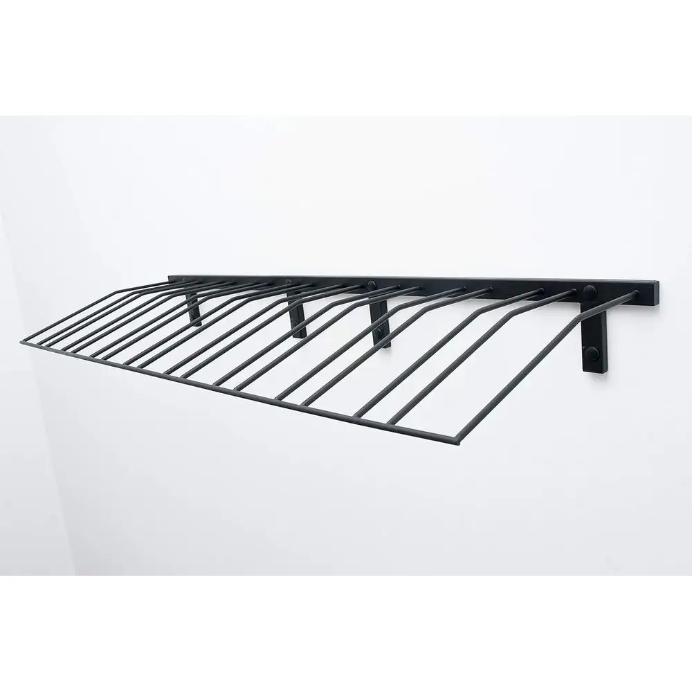 Presentation Row Wall Mounted Wine Rack (9 Bottles, Satin Black) Stylish Modern Wine Storage with Label Forward Design