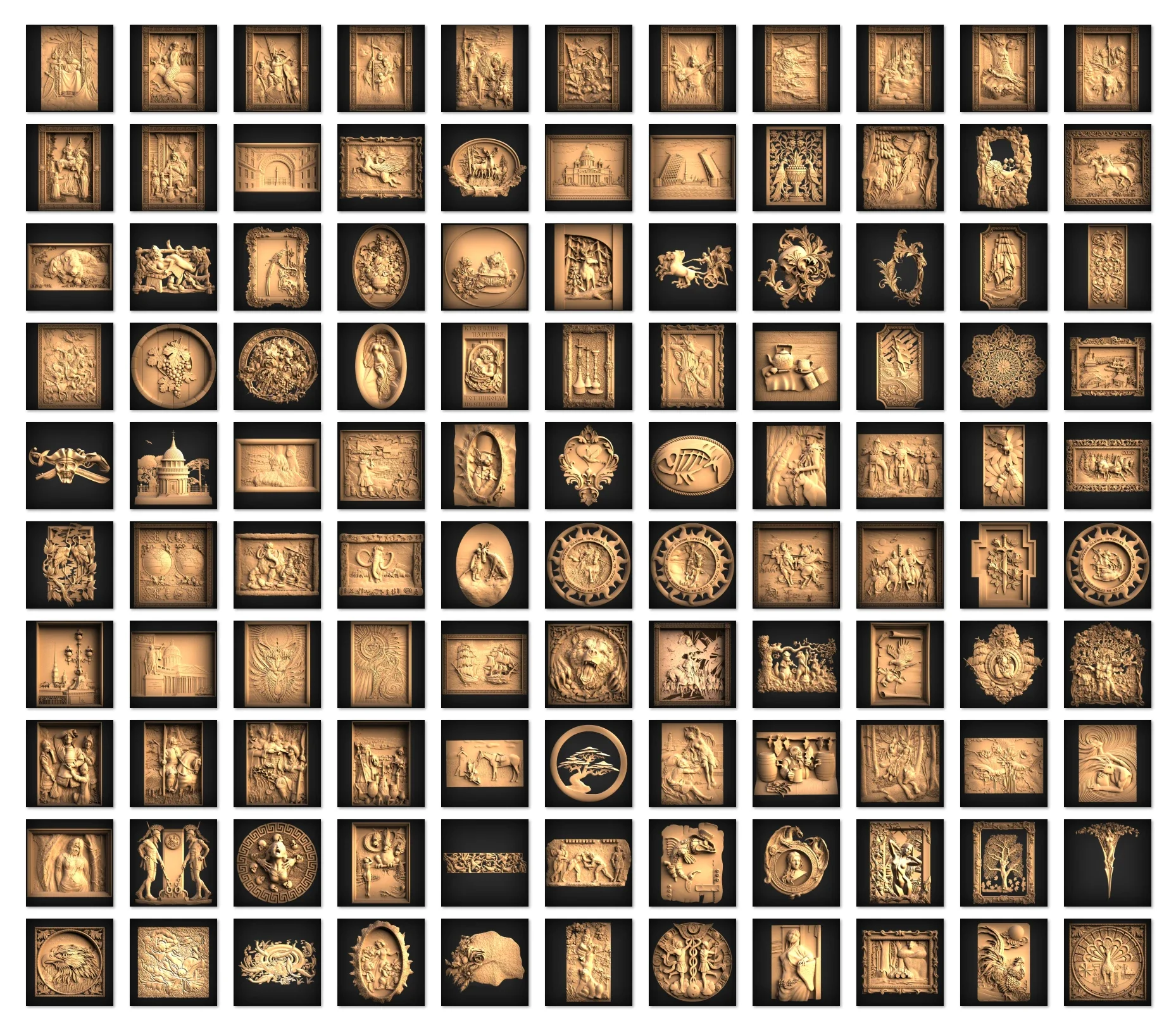 Panno STL e Bas Relief STL Collezione di file Modelli 3D per CNC